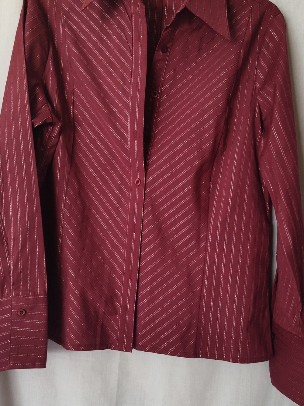 Selene Sport Maroon Pinstripe Button-Front Jacket